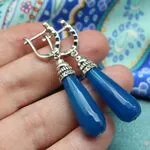 Серьги капли с синим агатом