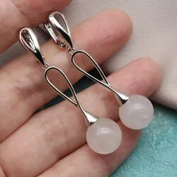 Серьги длинные из розового кварца
