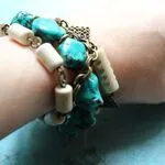 Браслет в этностиле из самородков бирюзы