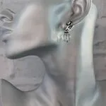 Серьги с прозрачными камнями - горный хрусталь, черные цирконы