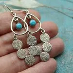 серебряные серьги с натуральной бирюзой