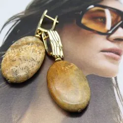 Серьги из ископаемого коралла