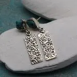 Серьги из серебра с самородками аризонской бирюзы