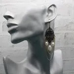 Этнические серьги с жемчугом и цепями