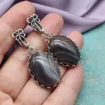 Серьги с агатом ботсвана