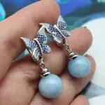 Серьги бабочки с голубыми камнями