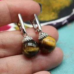 Оригинальные серьги с тигровым глазом