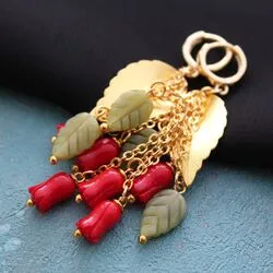 Серьги с резными красными кораллами