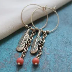 Серьги из природного итальянского коралла