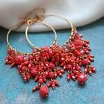 Серьги из яркого коралла