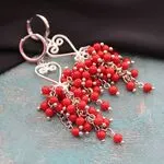 Серьги люстры из красного коралла
