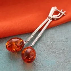 Длинные серьги из янтаря