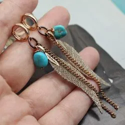 Серьги из голубой бирюзы, меди