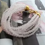 Многорядный браслет с розовым кварцем