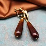 серьги с коричневыми камнями - шоколадный агат