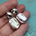 Серьги с розовым барочным жемчугом