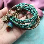 Многорядный браслет с бирюзой