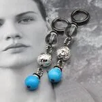 Серьги из цепочек и бирюзы