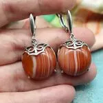 Серьги с агатом ботсвана
