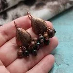 Серьги с гранатами и медью