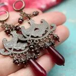 Серьги люстры с гранатом и агатом