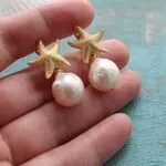 Серьги морские звездочки с барочными жемчужинами