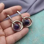 Серьги с крупным аметистом