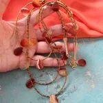 многорядное колье с натуральными камнями - сердолик