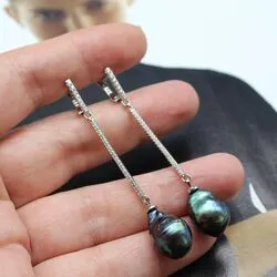 Серьги с лиловым барочным жемчугом