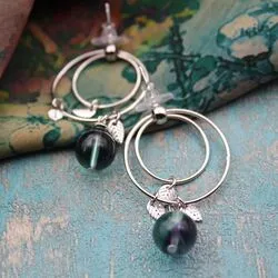 Серьги из серебра и флюорита
