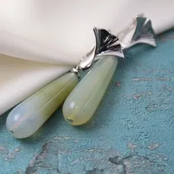 Длинные серьги из серебра ихалцедона