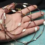 Украшения с гранатом и жемчугом - колье, сотуар
