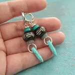Серьги в индейском стиле из бирюзы и кости