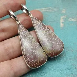 Серьги из серебра и океанической яшмы