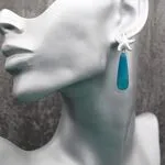 Серьги капли с синим агатом