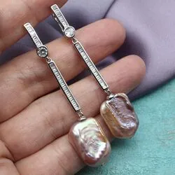 Серьги с розовым барочным жемчугом