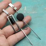 Серьги с черными агатами