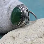 Зеленый агат - кольца