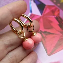 Серьги конго с розовым кораллом