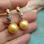 Серьги с крупным жемчугом - серьги с золотым жемчугом