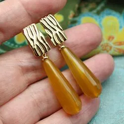Серьги с желтыми агатами