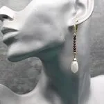 Авторские серьги с гранатами и крупным жемчугом
