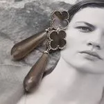 Серьги с граненым халцедоном