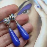 Серьги с синим агатом
