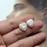 Серьги сердечки с жемчугом