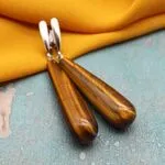 Серьги капли с тигровым глазом