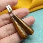 Авторские серьги с натуральными камнями - тигровый глаз
