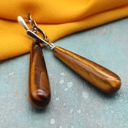 Длинные серьги с тигровым глазом