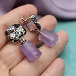 Серьги с сиреневым аметистом