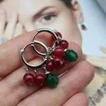 Серьги ягодные - серьги из бордовых и зеленых камней